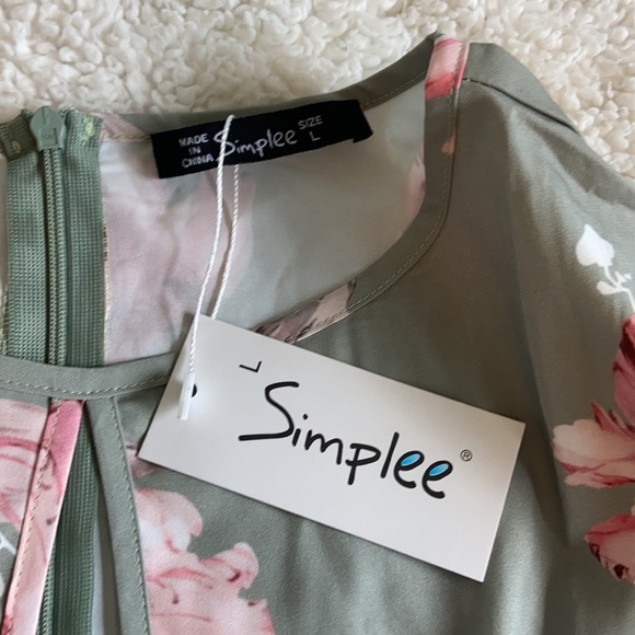 SHEIN Simplee NWT Keyhole Neckline Floral Pleated - Picture 9 of 10